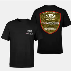 AFTCO x Vexus Boats Vintage Streetwear Fishing T-Shirt, Camouflage Performance Fishing Boats Graphic Pullover, Soft Cotton Blend Outdoor T-Shirt for Men & Women, Fishing Enthusiast Gift