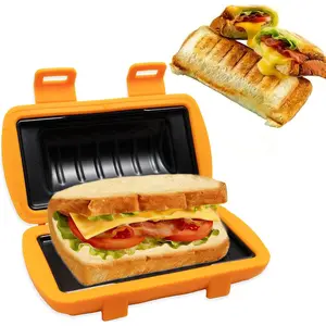 Microwave Sandwich Maker, Grilled Cheese Maker, Panini Press, Hot Dog Toaster Maker, Double-Sided Pocket Mini Pie Maker, Non Stick, Crispy and Melted in Minutes for Breakfast Sandwiches, Toasties