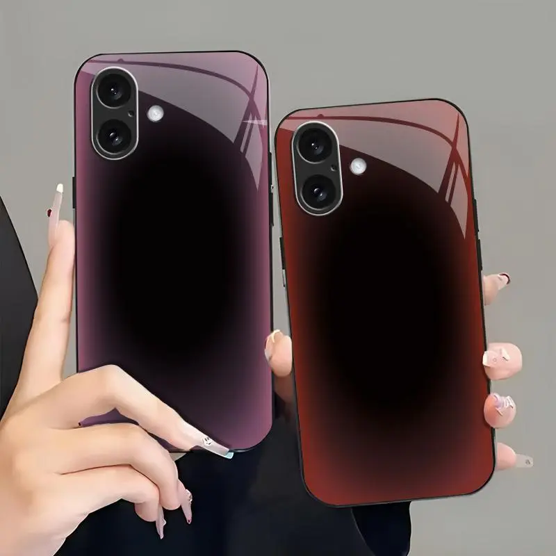 Luxury Aura Gradient Mirror Phone Case - Clean Aesthetic Glossy Cover for iPhone 13/14/15/16/17 Pro Max, Samsung S25 Ultra - Smartphone, Cellphone, Handheld Devices Protection - 975