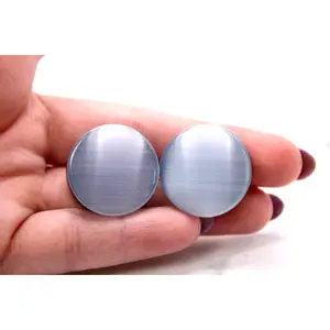 Silver Cat's Eye Glass Plugs Double Flare Pair 4mm-40mm