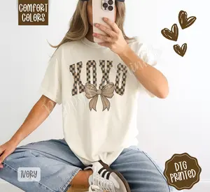Checkered XOXO Shirt Comfort Colors,  Cute Women's Valentine Tshirt