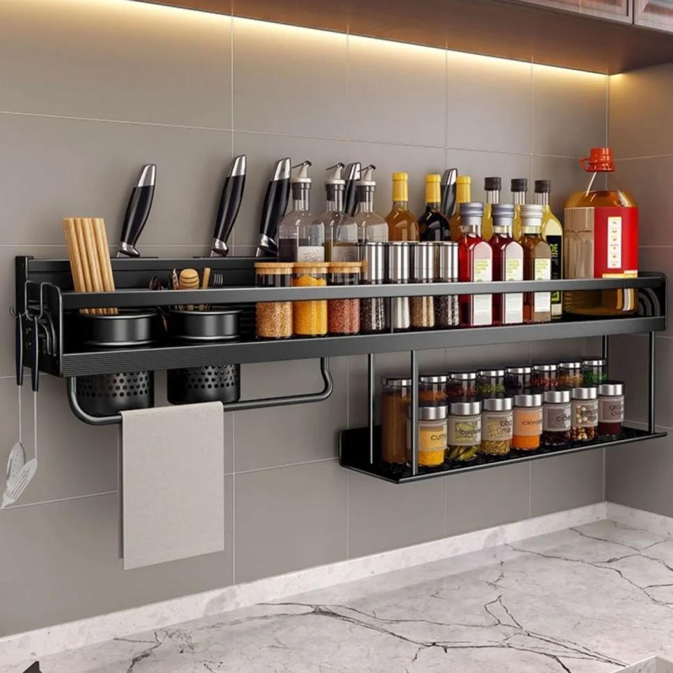 Kitchen Organizer Shelf Wall-Mounted Spice Storage Rack Kitchen Knife Holder Wall Seasoning Chopstick Spoon Shovel Storage Does not apply