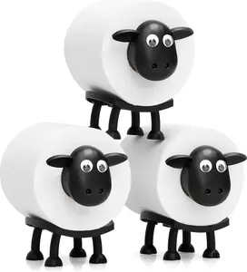 Sheep Toilet Roll Holder - Funny Toilet Paper Holders Free Standing Cute Bathroom Decor - Premium 3D Printed Black Sheep Loo Rolls Holder - Hilarious Tissue Paper Roll Storage - Set of 3
