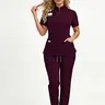 Ladies Healthcare Scrub Set with Short Sleeve, Multi-Pockets, Breathable Quick-Dry Wrinkle-Resistant Fabric, Casual Loose-Fitting Design for Home, Clinic and Hospital, Medical Scrub Sets
