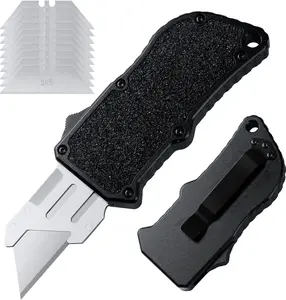 Multiple Colors Box Cutter with Clip Small EDC Pocket Knife,Precision Craft Utility Knife, EDC Auto Box Cutters Heavy Duty Cardboard Cutter, Razor Blade Boxcutters For Office Home Arts, With 5pcs Spare Blades, EDC TOOL