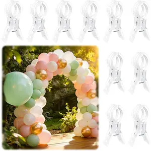 10 Pack Balloon Arch Clips for Backdrop| Plastic Transparent Spring Clamps| 3.5 Inch Heavy Duty Clip for Backdrop Stand| Birthday Wedding Decoration| Photography Studio| Crafts| Clothing