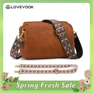 LOVEVOOK Crossbody Bags for Women with 2Pcs Adjustable Strap, Leather Small Purses with RFID Blocking Slots, Shoulder Handbag SpringStatements