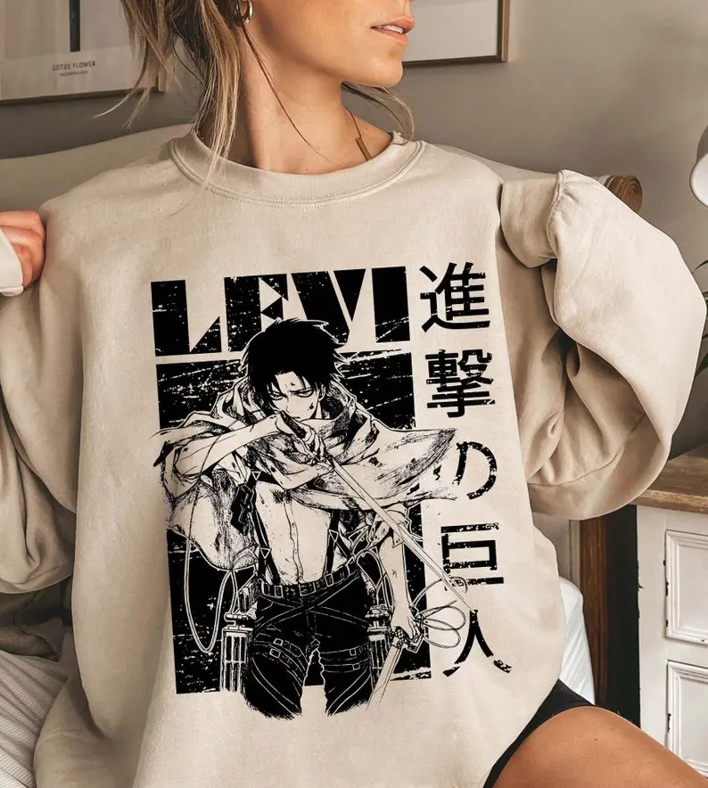 Vintage Levi Ackerman Sweatshirt, Hoodie, Tshirt, Attack On Titan Fan Shirt, Anime Streetwear
