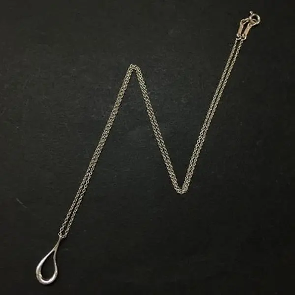 Pre-owned Tiffany&Co. Silver 925 Elsa Peretti Open Teardrop Pendant Necklace 12483438743/906193