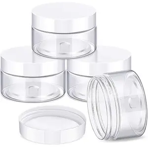 4 Pieces Round Wide-mouth Leak Proof Plastic Container Jars with Lids for Travel Storage Makeup Beauty Products Face Creams Oils Salves Ointments DIY Making(1 Ounce,White)