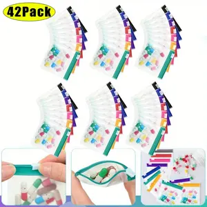 42PCS Pill Pouch Bags Zippered Pill Pouch Set Reusable Translucent Medicine Organizer Self Sealing Medicine Organizer Travel Plastic Bags with Slide Lock for Storage