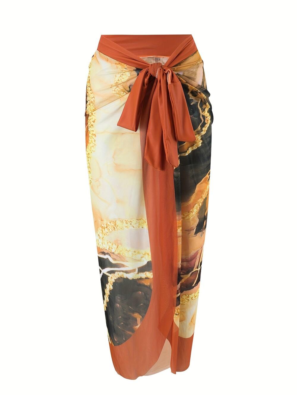 Women's Classic Marble Print One-Piece Swimsuit with Skirt – Sexy Tummy Control Slimming Sun Protection Vacation Set