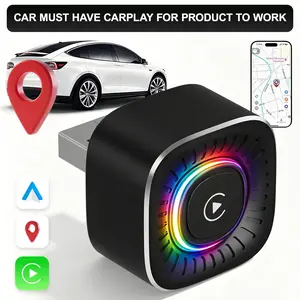 【Summer Vibes】Yurnlv 2026 the Latest Model Wireless CarPlay Adapter — Stylish Ambient Lighting Accents, GPS Tracker for Car,for Both Apple and Android, Converts Wired to Wireless