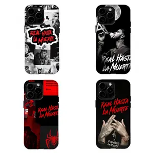 Anu.el- AA "Real Hasta La Muerte" Phone Case  Black & Red Rap Aesthetic Print Protective Cover Compatible for iPhone 17 Promax 16 15 14 13 12 11 and for Samsung S21-S25 Best Gift for Rap Fans
