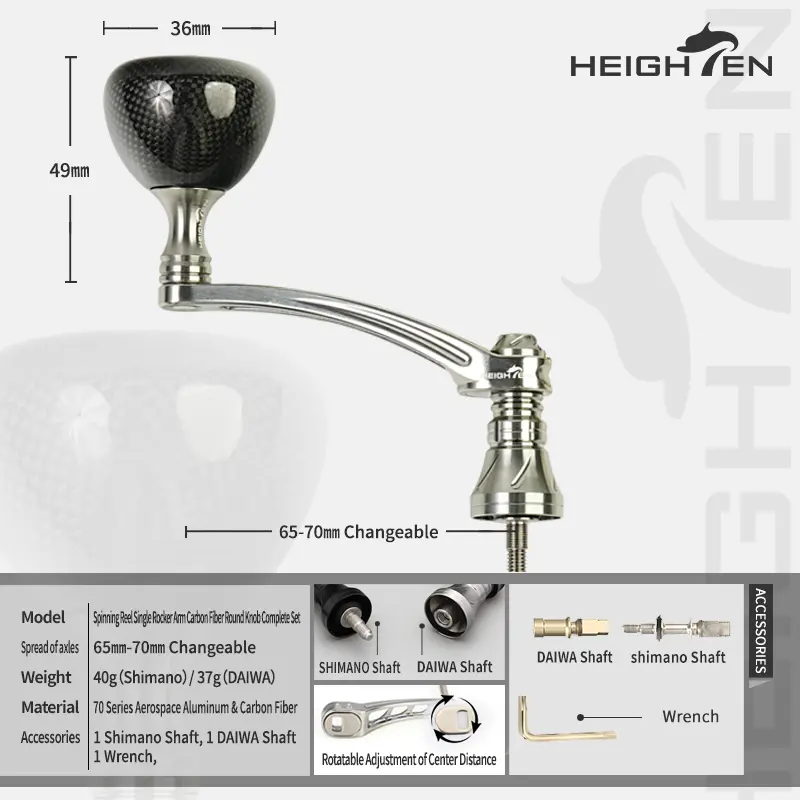 HIGHTEN Spinning Reel Power Handle Plug & Play with Carbon Knob Compatible  with Shimano Daiwa Spinning Reel 65mm 70mm - TikTok Shop