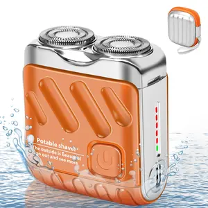 Beard Shaver Electric Portable Mini Shaver, Waterproof, Suitable for Men,  Storage, Rechargeable, Black Orange Color shaver for men gift for wife Comfort Smooth