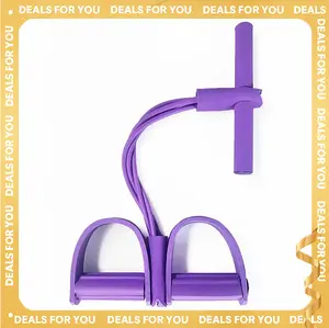 [Dealsforyoudays] Tension Rope with Handle, 4 Tube Puller Pedal Ankle Abdominal Exerciser, Fitness Elastic Sit Up Pull Rope, Home Gym Sport Training Equipment, Gymtok, Pilates Resistance & TikTokShopSummerTurnUp