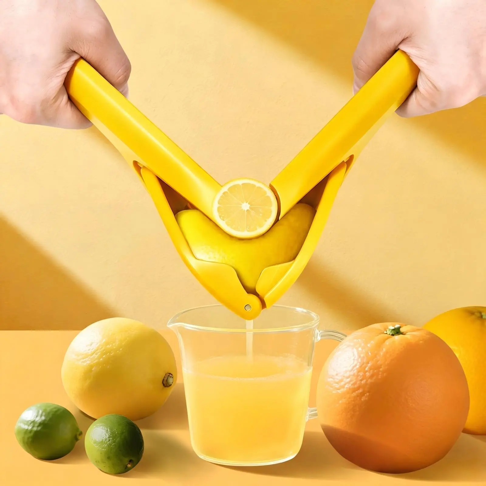DGAPHRO Plastic Lemon Squeezer, Effortless Manual Flat Lime Juicer Squeezer, Hand Citrus Juicer Press,Folds Design For Saving Space Storage, Easy to Make Juice From Lemon, Lime, Cirtus, Orange, Fruits.