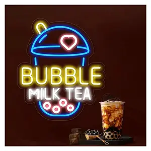 Bubble Milk Tea Neon Signs USB Powered Light For Living Room Shop Bedroom Wall Decor 38.4cmх45.6cm