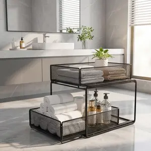 Double-Layer Matte Pull-Out Basket, Sliding Drawer Organizer for Kitchen, Bathroom, Fridge, Closet, Storage Solutions
