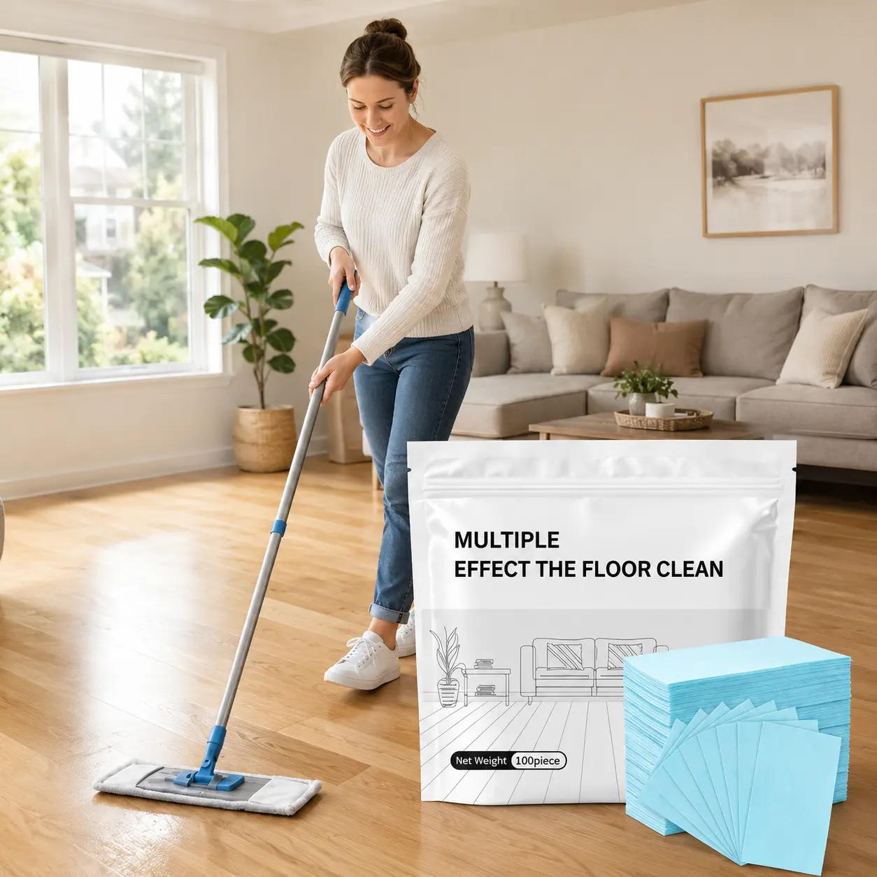 Concentrated Floor Cleaning Tablets 100 Count, for Indoor Hard Floors and RV Interior Walls, Multi-Surface Safe Sanitizing Cleaner, Deodorizing Stain Remover, Long-Lasting Floor Care Accessory