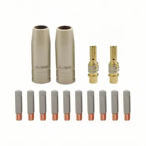 14pcs Mig Welding Nozzle Tips with Non-Stick Coating; Ceramic Welding Nozzle Contact Tips Replacement MB15 15AK MIG Welder Accessories,Compatible with 15AK Welding Gun Toch (coated .030" Kit)