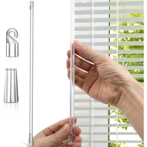 17 Inches Blind Wand Vertical Blinds Replacement Parts with Hook and Grip Clear Plastic Blind Tilt Wand Window Opener Pole for Home Door Window Pull Supplies 1 Pcs