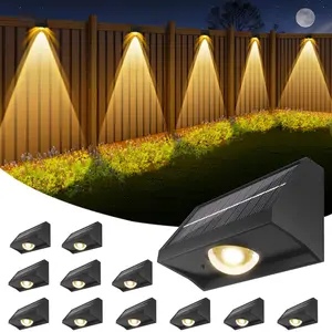 JNOEC Solar Fence Light Outdoor Waterproof IP65 7 Modes RGB Dusk to Dawn Auto On-Off LED for Garden Patio Yard Decoration
