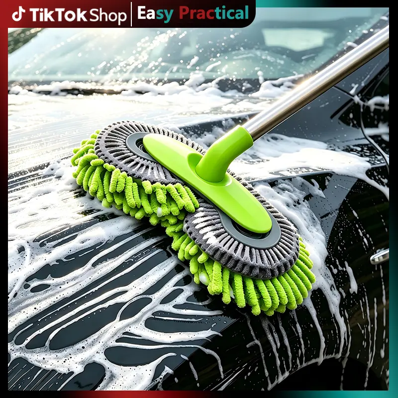 Black Friday 43'' Long Handle Car Wash Mop, Microfiber Car Wash Brush, Detail Cleaning, 3X Fast Clean, Retractable Aluminum Alloy Pole, Soft Chenille Material, Avoid Scratching, Suitable for Car, Truck, SUV and Home Clean - Car Clean Accessories!