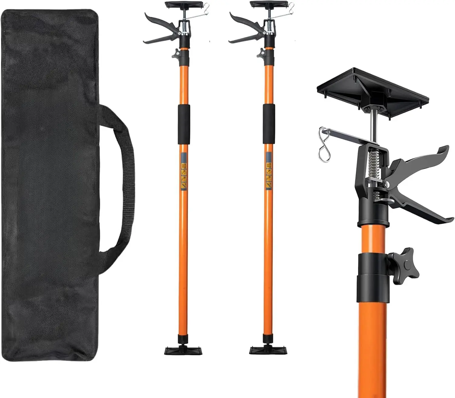 2PK Steel Telescopic Adjustable 3rd Hand Support System - 49.2-114.2 in, 154 lbs Capacity, with Pads - for Woodworking, Installing Upper Cabinets, Crown Moldings, Stem Rod - 24/7 Customer Support