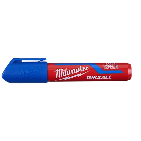 Milwaukee 48-22-3257 INKZALL Permanent Oil Marker, Large Chisel Tip, Blue (for Office Stationery & Writing Tools Needs)