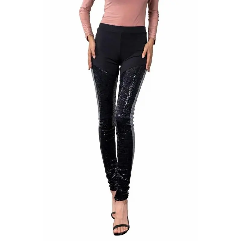 Eugenia | Black Leggings with Sequin sides