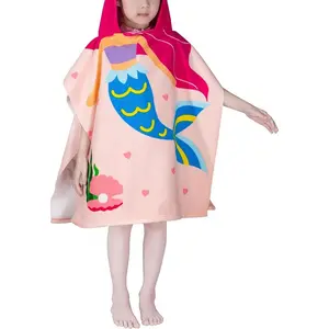 Z-HDW48  Hooded Kids Beach Towels - Toddler Bath Towel Girls Boys Swim Cover-ups for Ages 1 to 6 Kids Pool Towels Quick Dry Lightweight Soft Microfiber Poncho Towel 24x23 (Dinosaur Navy)