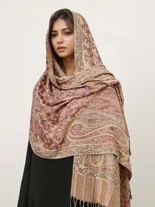 Women's Fashion Winter Scarf, Warm Jacquard Knit Headscarf, Stylish Autumn Accessory, Ladies' Cozy Neckwear for Cold Weather, Paisley Print Shawl
