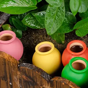 4 Packs, Small Wine Bottle Mouth Plant Watering Globes Automatic Plant Watering Bulbs Irrigation Terracotta Watering Device Automatic Watering Devices Decorative Self Watering Spikes Plant Water For Vacations Indoor Outdoor Plants (Random Color)