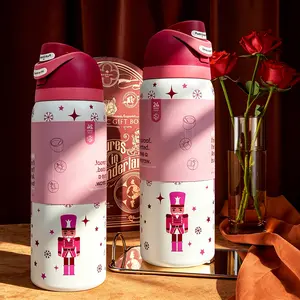 Ow(nutcracker) Dual-Drink Outdoor Sports Water Bottle, 304 Stainless Steel Vacuum Insulated Camping/Cycling Water Bottle, with Airtight Lid, 100% Leak-Proof, Wide Mouth Design for Easy Cleaning