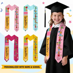 Personalized Kindergarten Graduation Stole Class of 2026, Custom Name Satin Graduation Sash for Kindergarten Ceremony