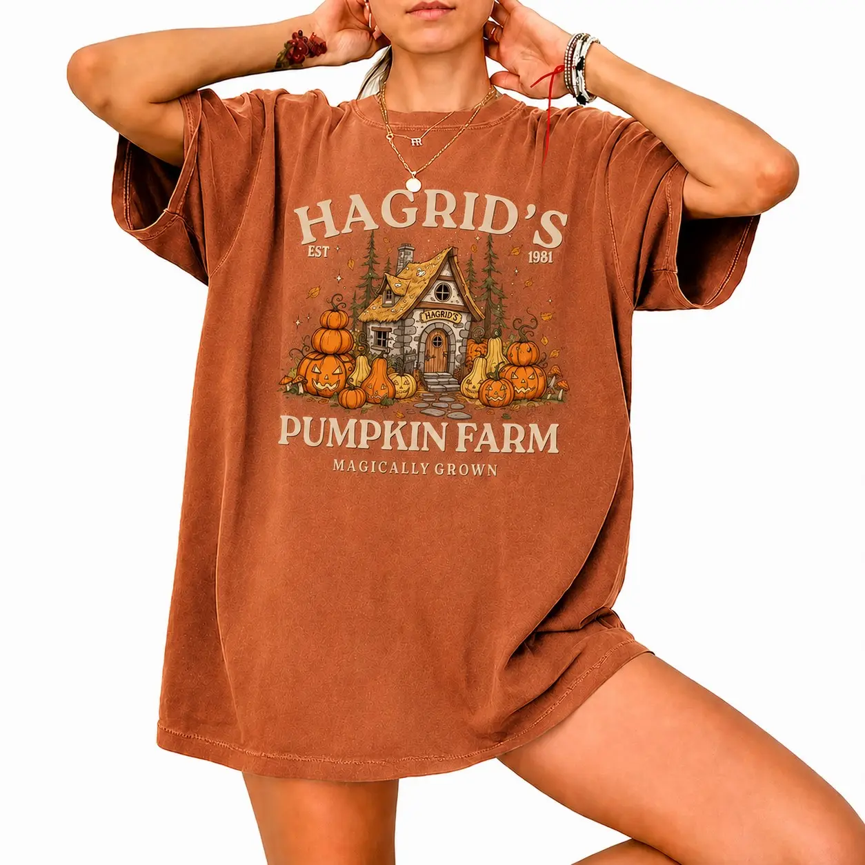 Comfort Colors Hagrid's Pumpkin Patch Shirt, Wizard Halloween Tee, Cozy Fall Pumpkin Farm Graphic T-Shirt, Spooky Season Gift for Wizard Fans