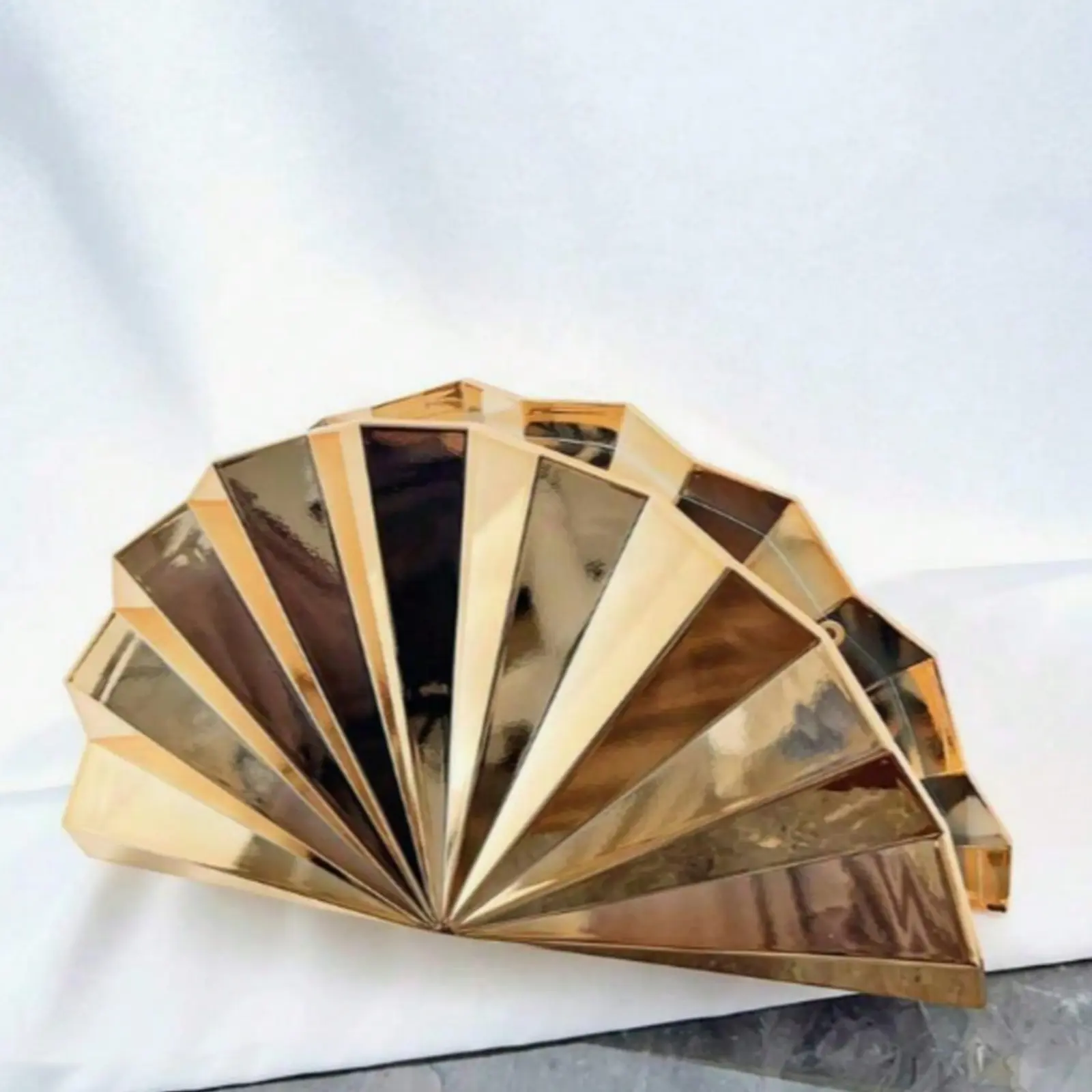Gold Metallic Striped Asymmetric Clutch Bag, Elegant Formal Occasion Shoulder Bag Handbag, Minimalist Fashion Women's Evening Bag, Crossbody Bag Party Purse