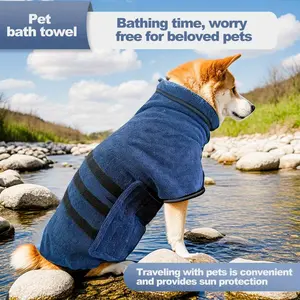 3-in-1 Super Absorbent Pet Towel Robe  | Instant Dry After Swim/Bath | Thick Coral Fleece | Fits All Dogs | No Shedding!