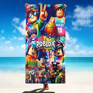 Ultra Large Quick-Dry Ultra Fine Roblox Colorful Character Theme Fiber Beach Towel, Super Soft, Sand-Free, Perfect for Beach, Pool, Travel, Outdoor Activities, Swim Towels