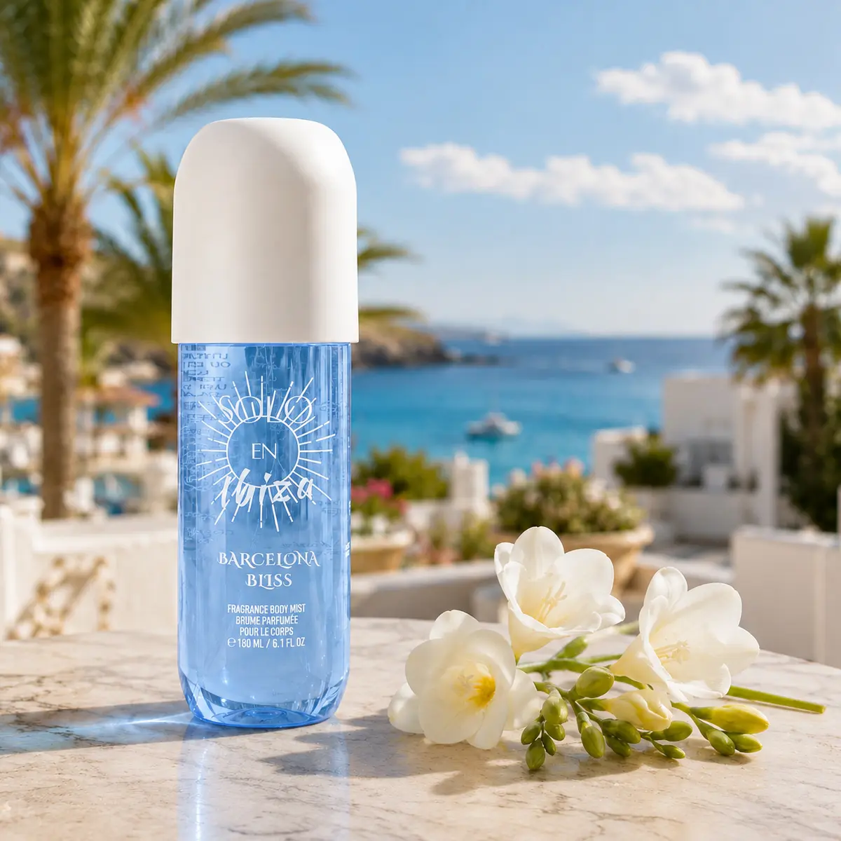 SOLO EN IBIZA Barcelona Bliss Body Mist Perfume, Long-Lasting Oriental Spray with Blackcurrant Jasmine Vanilla, Fruity & Caramel Notes, Lightweight Full Size Single Item, 6.1 fl oz/180ml (Vanilla Scents)