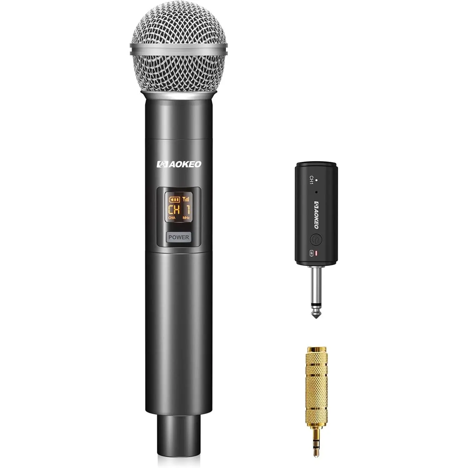 Wireless Microphone for Mic Input, UHF Metal Dynamic Handheld Multipurpose Mic with Rechargeable Receiver (Work 4hs), 160ft Range, for Karaoke Machine, Amplifier Speaker, Mixer, ChurchGift..