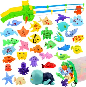Summer Gift Magnetic Fishing Pool Toys Game, Water Table Bathtub Bath Toy - Pole Rod Floating Fish, Birthday Party Gifts for Toddler Age 3 4 5 6 Year Old, Kids Outdoor Toys