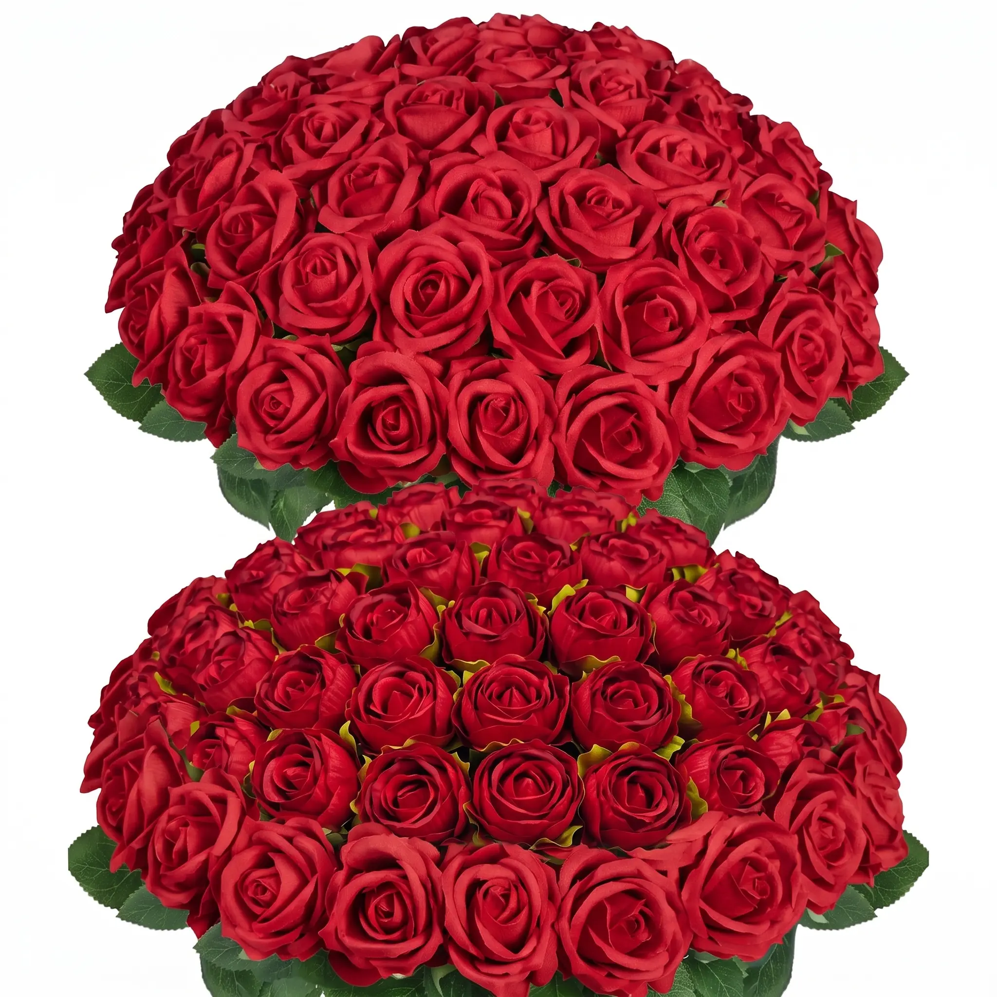 Vintage Silk Artificial Rose Bouquet, 10-Piece Set (Red/Pink) - Realistic Faux Flower Stems for Wedding Table Centerpieces, Home Decor, Gifts for Moms