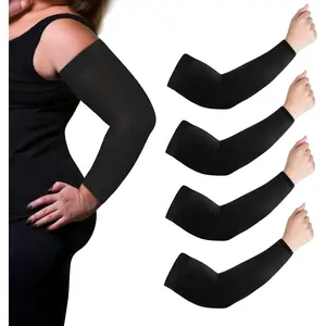 2 Pairs Plus Size Arm Sleeves Men Women XXL UV Sun Protection Cooling Ice Silk Cover Compression Arm  Driving