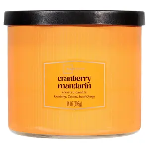 Three-Wick Candle with Textured Wrap in Sweet Cranberry Mandarin, 14 oz