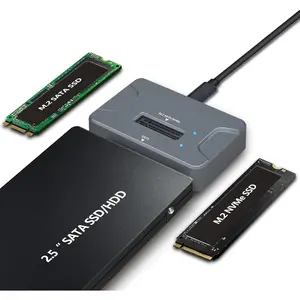 NVMe to USB 3.2(10Gbps) SSD Reader Docking Station - Portable M.2 SSD to USB Adapter External NVMe SSD Enclosure for M.2 PCIe NVMe and M.2 SATA SSD, Compatible with 2.5'' SATA Dirve