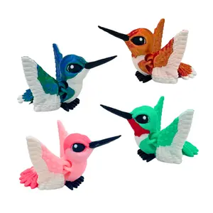 EnderToys Hummingbird Fidget Figurines 4 Pack | 3D Print Cute Animal Fidget Toy Desk Pet figurine decor easter home fun gift Articulating Mini cute gift Collectible pocket desk buddy pocket pal fidget figurine Articulated Smooth Ornaments