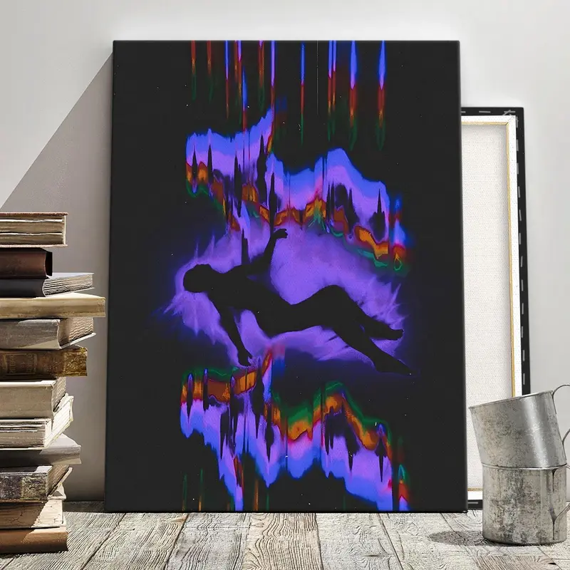 1 Count Wooden Framed Canvas, Inspiration & Musical Aura Theme, Art Deco Style, Ink Wall Art, Decorative Wall Art for Living Room - Framed Phase Shift & Body Soul Aesthetic Artwork for Home, Offic Art Wall Decoration